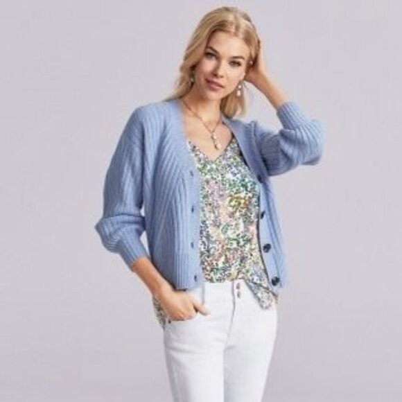 Cabi Scenic Cardigan Style # 5831 Light Blue Button Front Sweater - Size Large - Picture 5 of 15